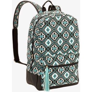 No Boundaries Women's Multi Color Zipper Printed Canvas Dome Backpack For School